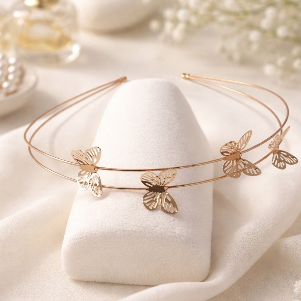 Gold Butterfly‎ Headband Metal Dainty Beach Fairycore Boho Cottagecore Summer